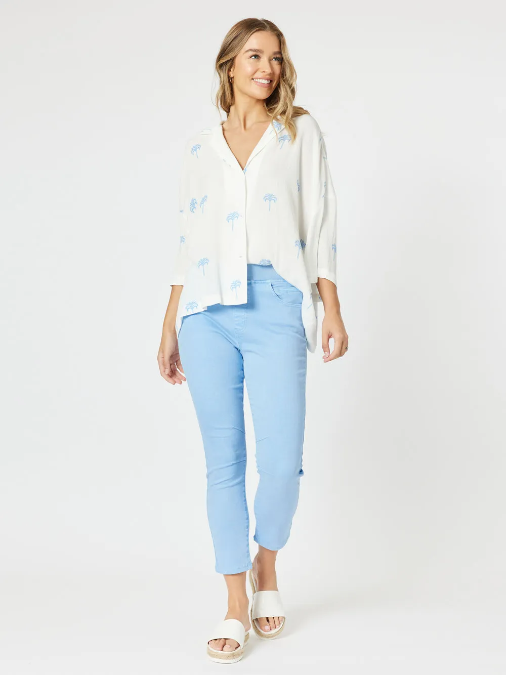 Coco Palm Shirt - White/Blue