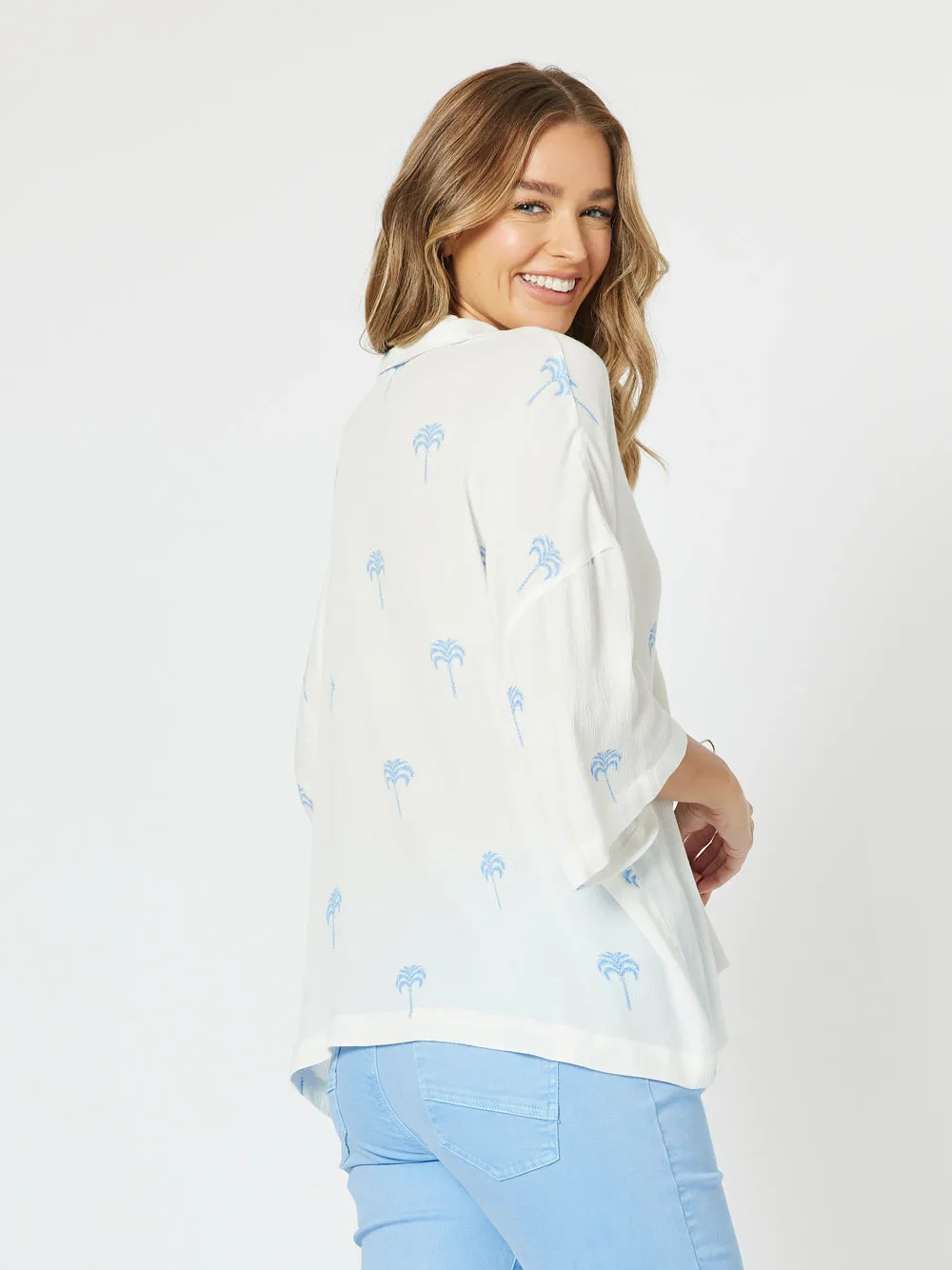 Coco Palm Shirt - White/Blue