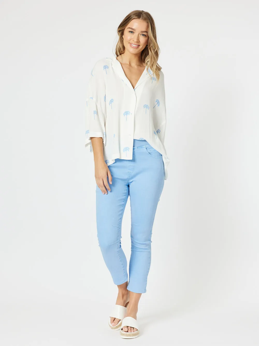 Coco Palm Shirt - White/Blue