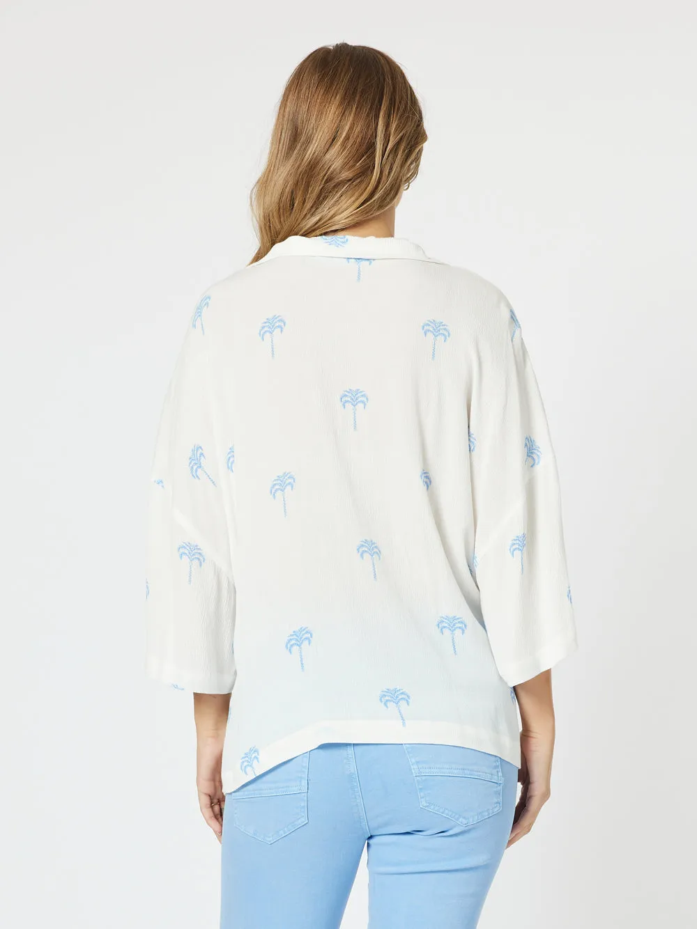 Coco Palm Shirt - White/Blue