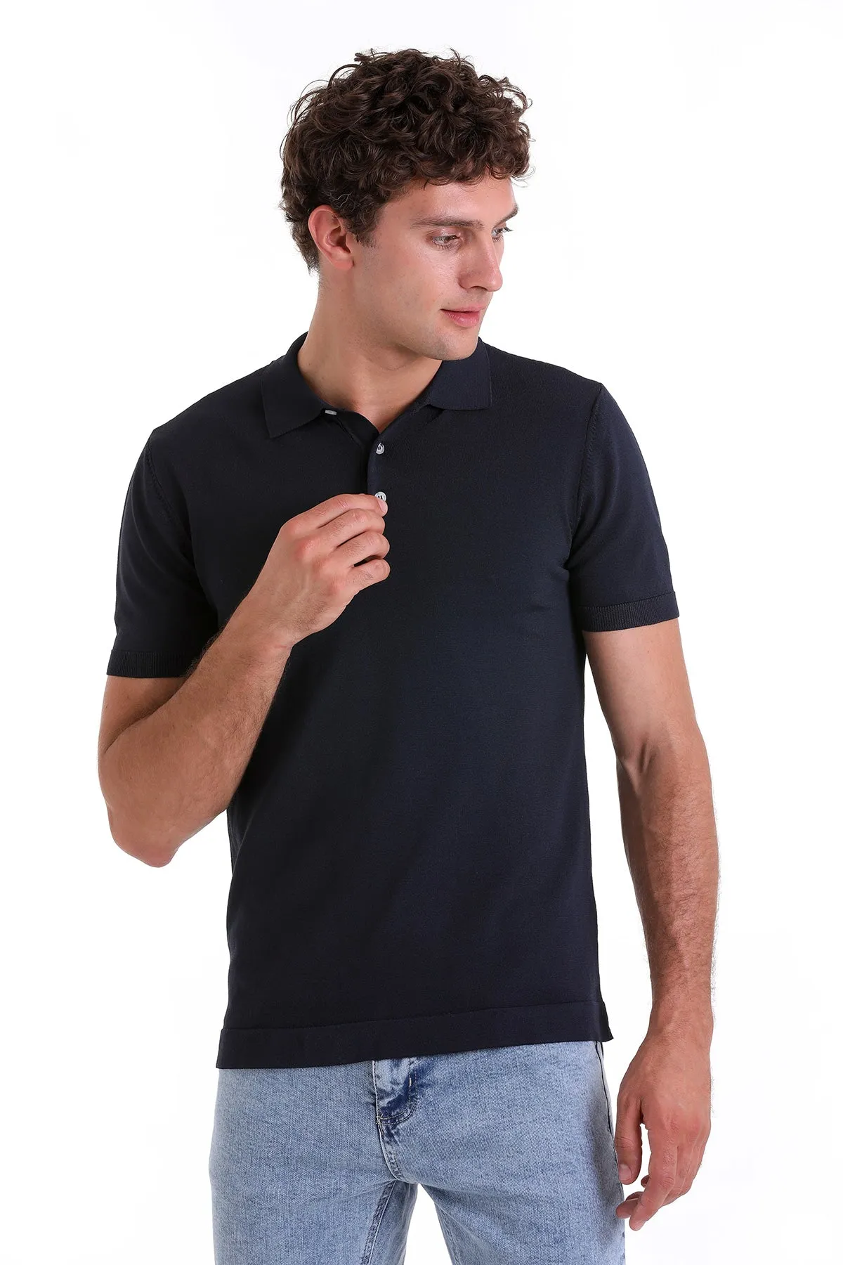 Comfort Fit Basic Navy Polo T-Shirt