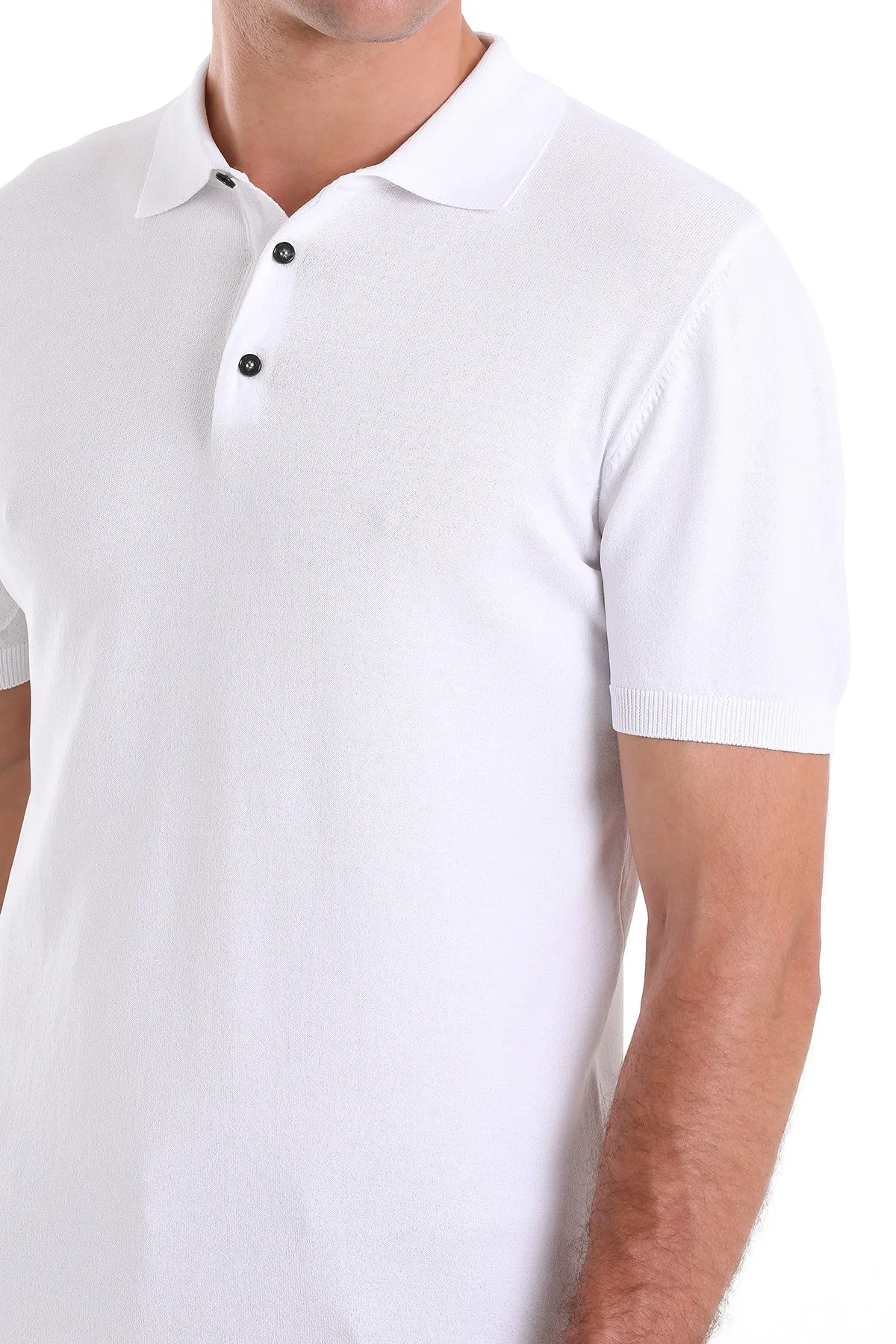 Comfort Fit Basic White Polo T-Shirt