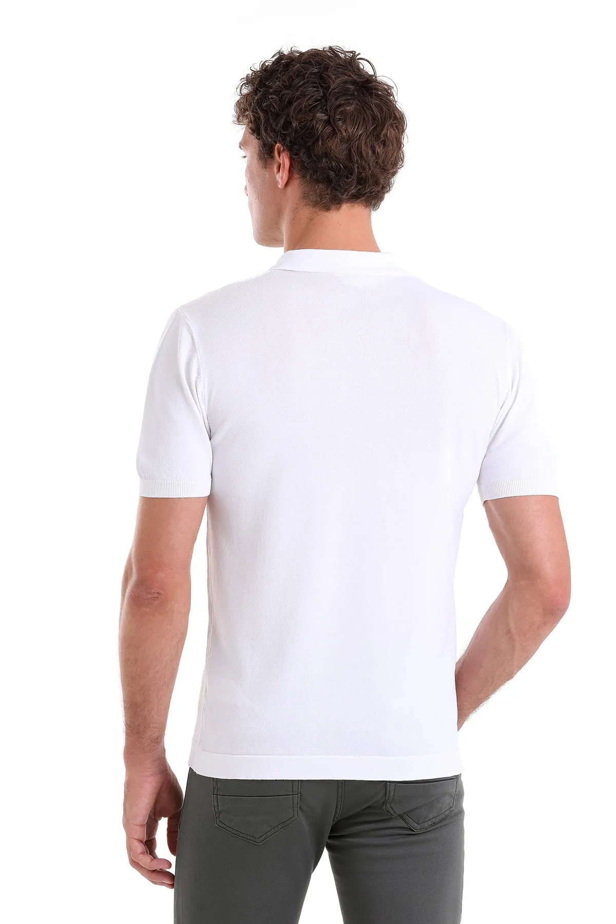 Comfort Fit Basic White Polo T-Shirt