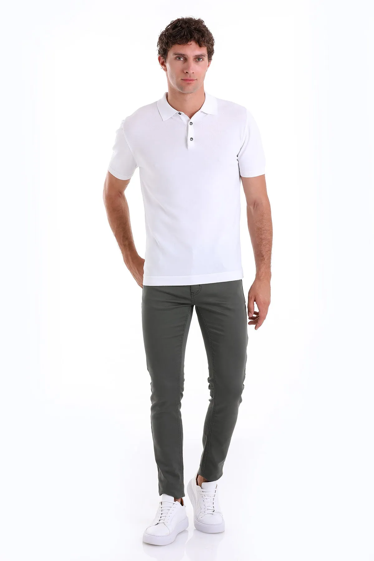 Comfort Fit Basic White Polo T-Shirt