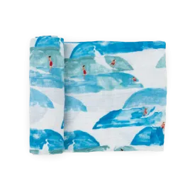 Cotton Muslin Swaddle Blanket - Surf