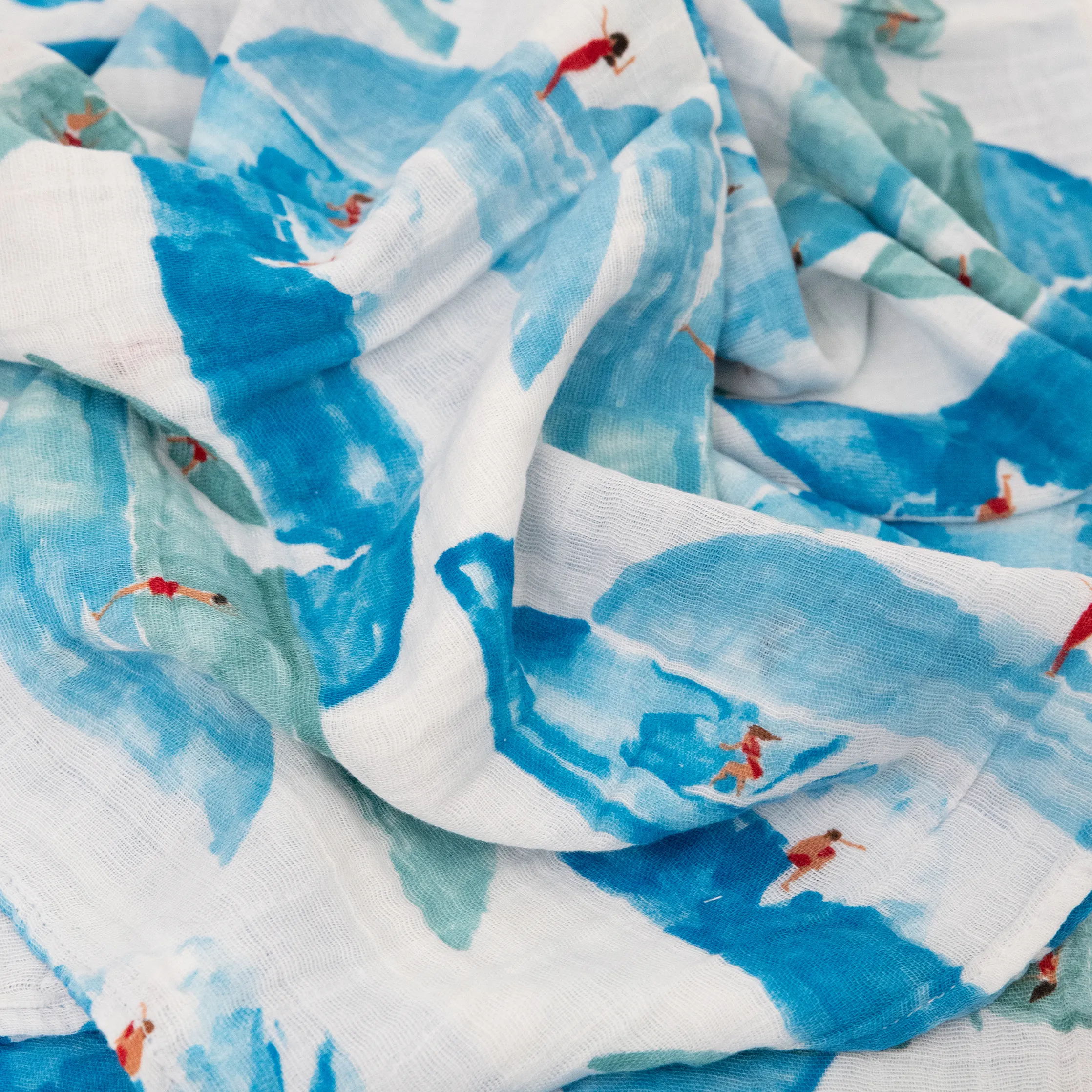 Cotton Muslin Swaddle Blanket - Surf