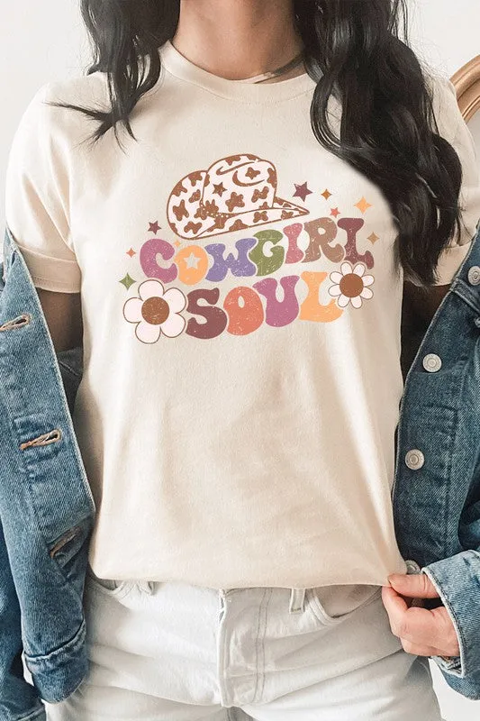 Cowgirl Soul Floral Star Cowboy Hat Graphic Tee