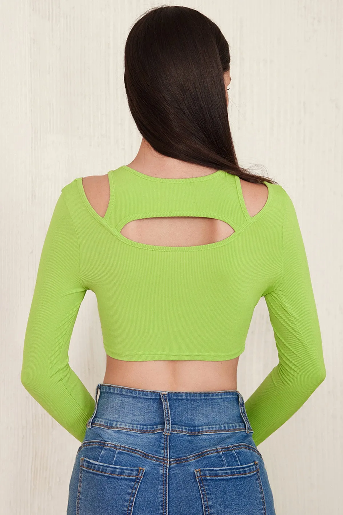 Cut Out Cold Shoulder Crop Tee