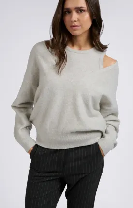 Deep V-Neck Sweater with Top in Moonstruck Grey