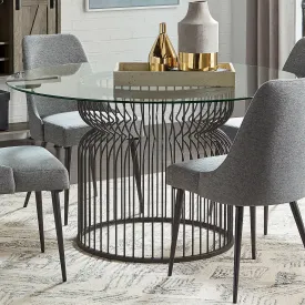 Granvia Round Glass Top Dining Table Clear and Gunmetal