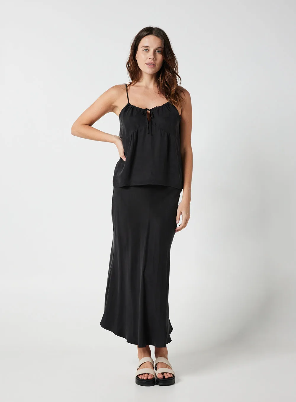 Hazel Cupro Cami-Black