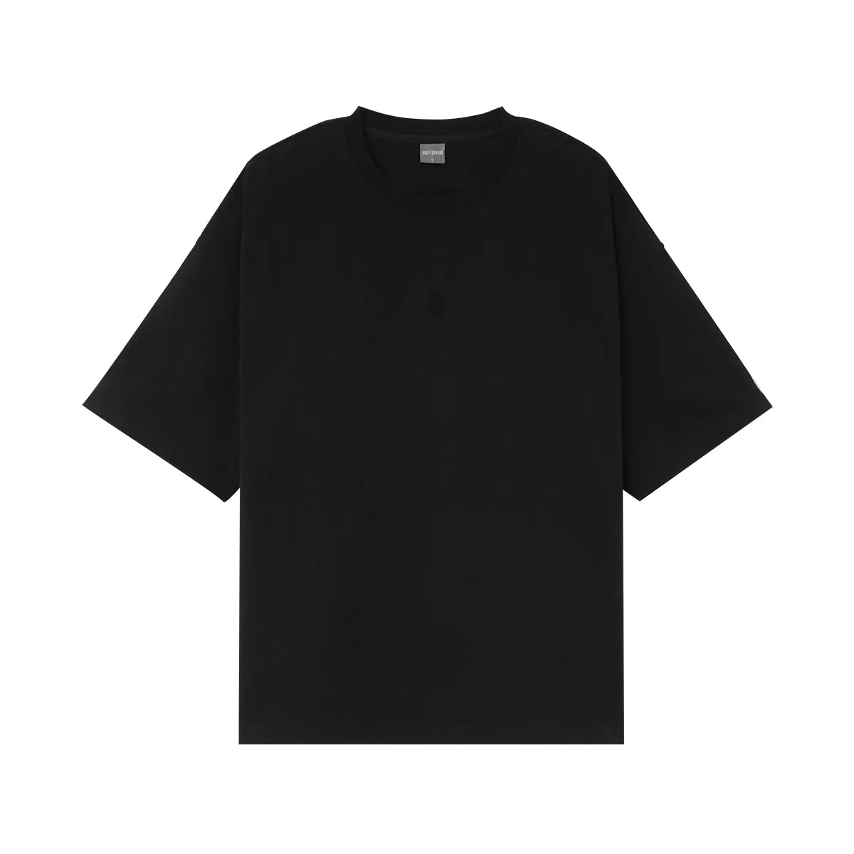 Letter D Embossed Oversized Heavyweight Black Tee