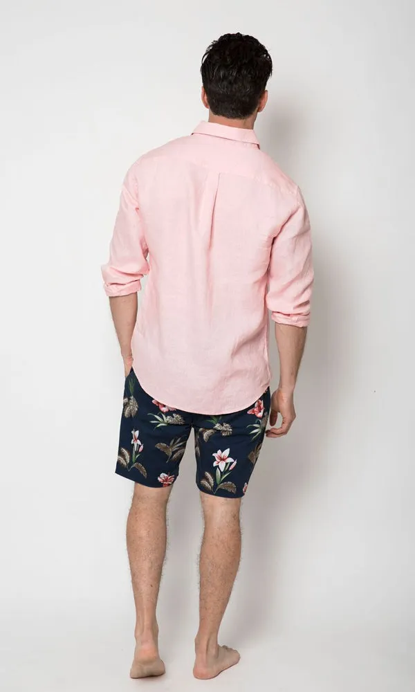 Linen Shirt Long Sleeve Pink