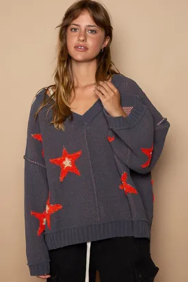 Long Sleeve Star Patch Sweater