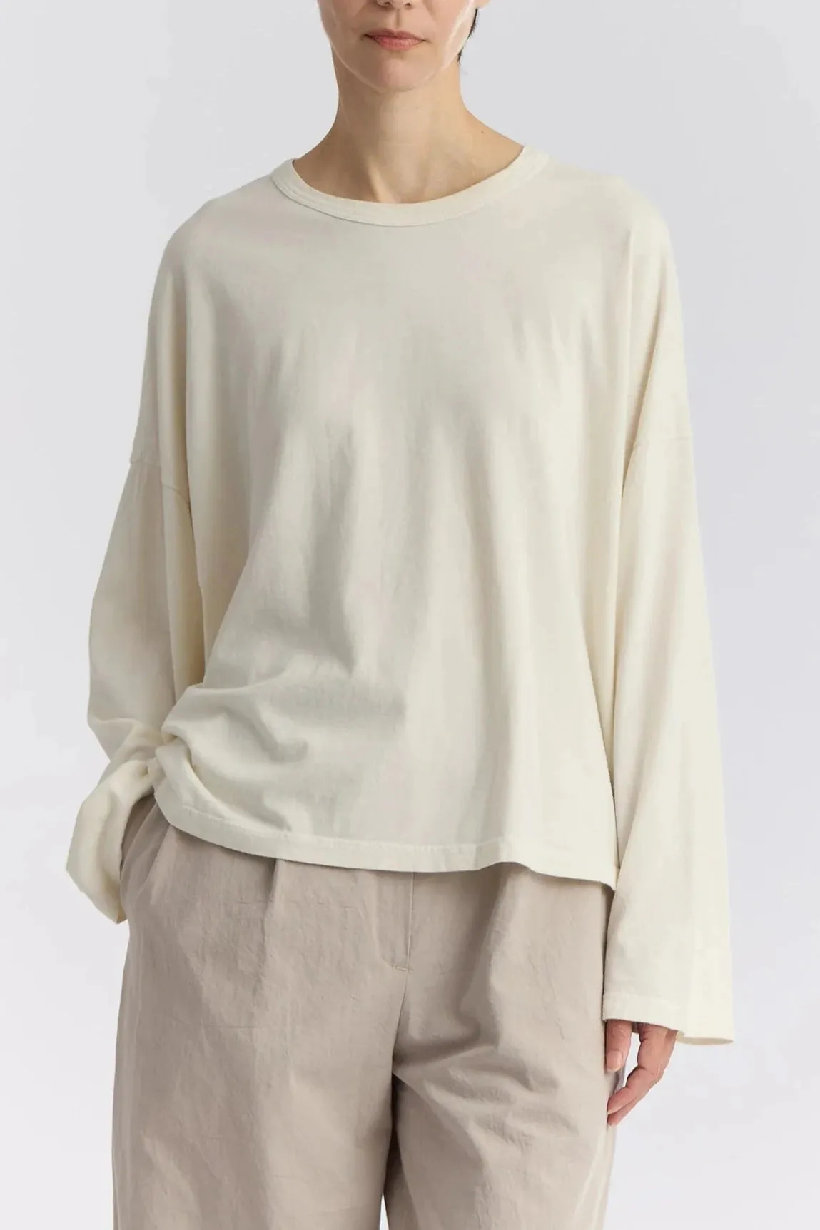 Loose Long Sleeve Tee, Ivory