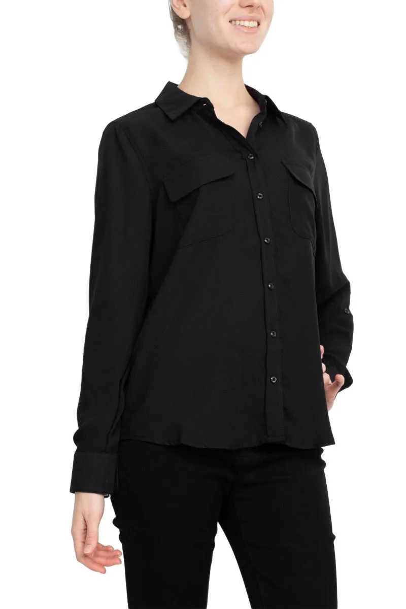 M Magaschoni Collar Neck Long Sleeves Front Button Detail Top