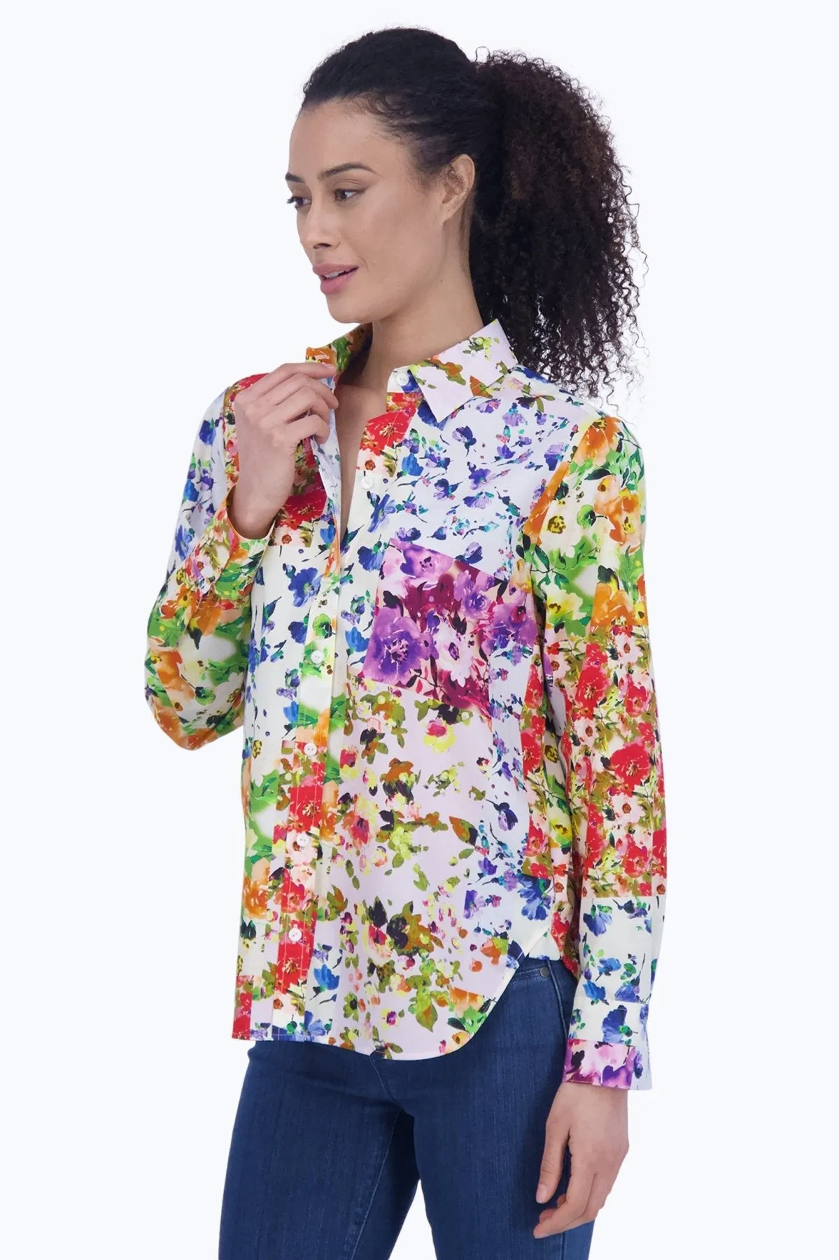 Meghan No Iron Floral Patchwork Shirt