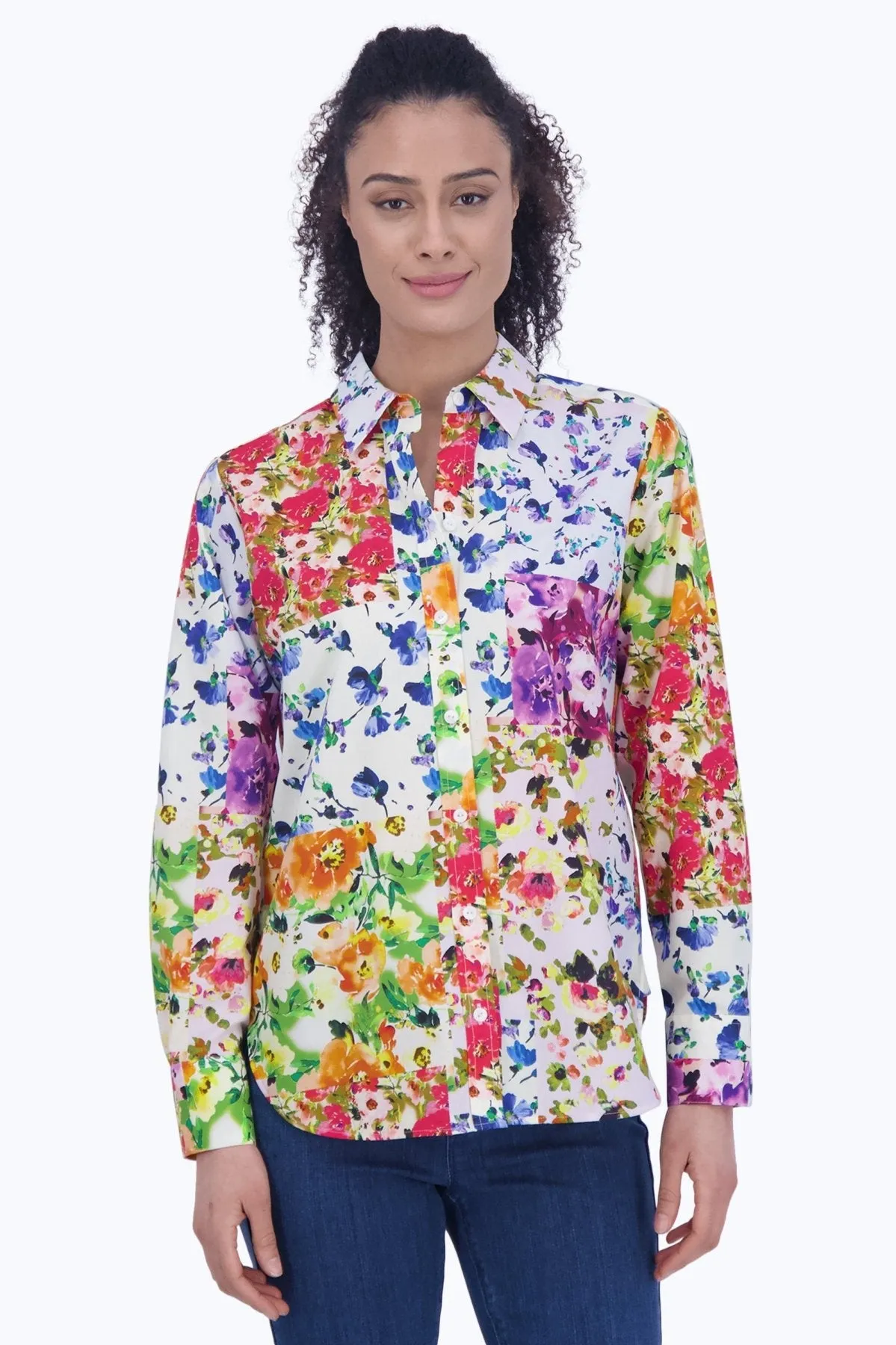 Meghan No Iron Floral Patchwork Shirt