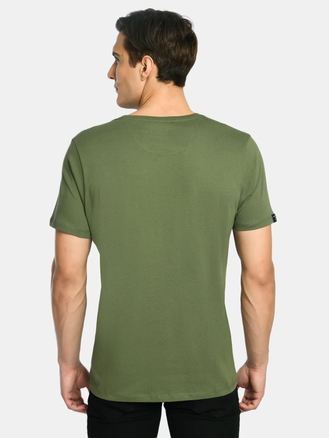 Men's Plain Pickle Green Round Neck T-Shirt