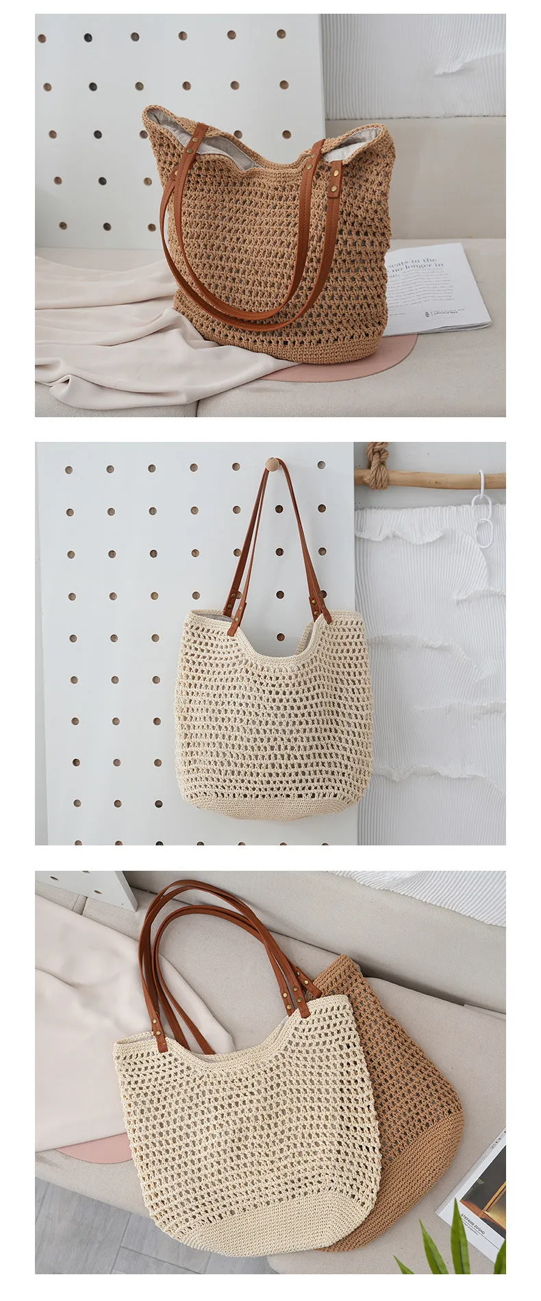 Mesh Woven Lightweight Straw Handbag