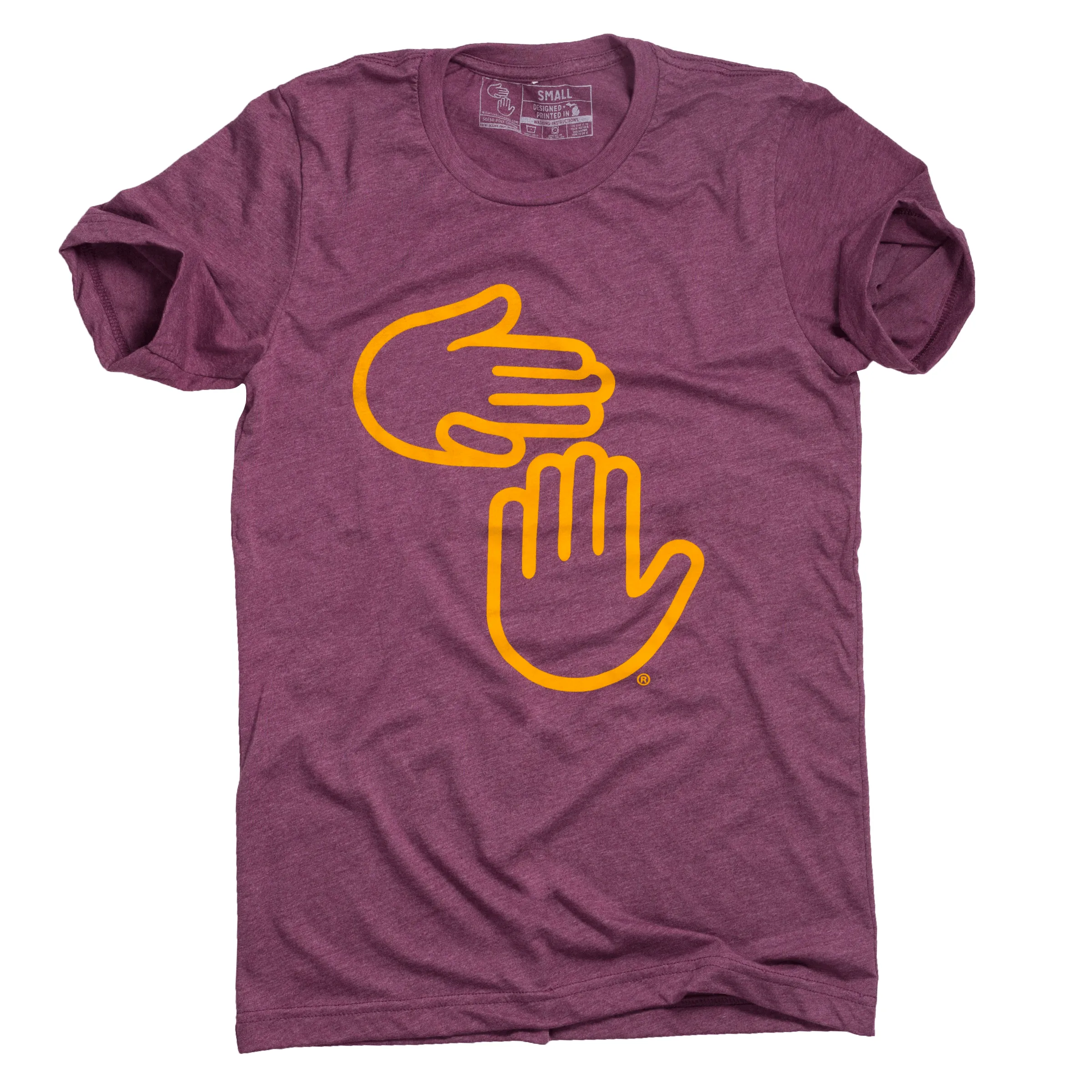 Michigan Hands Tee (Maroon and Gold)