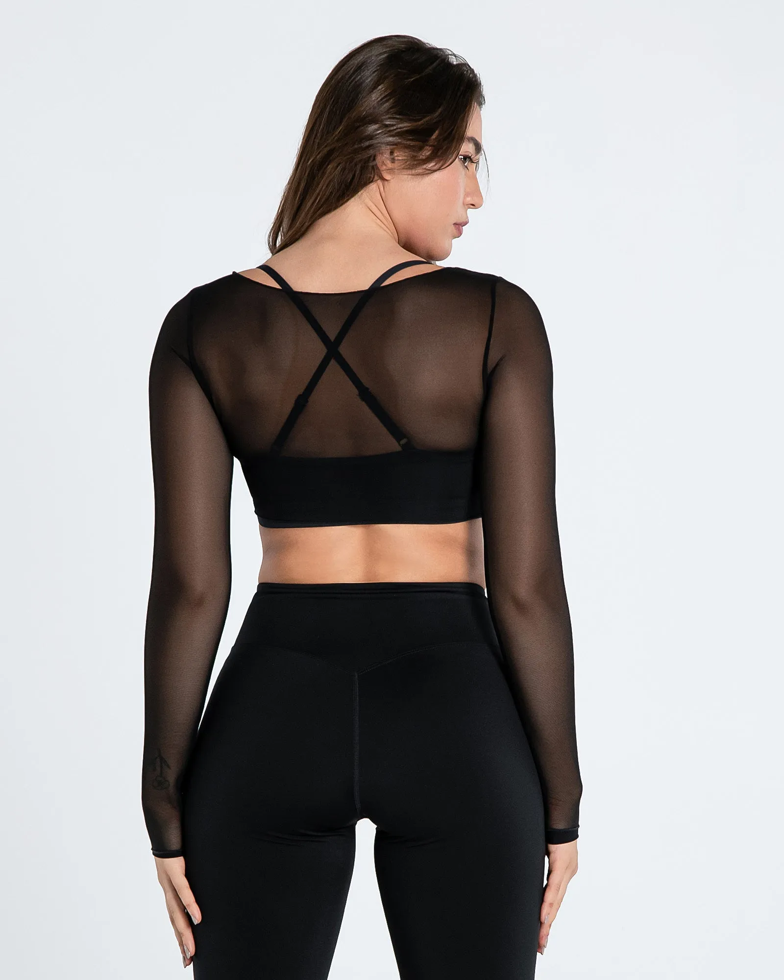 Move Free Mesh Long Sleeve Crop Top