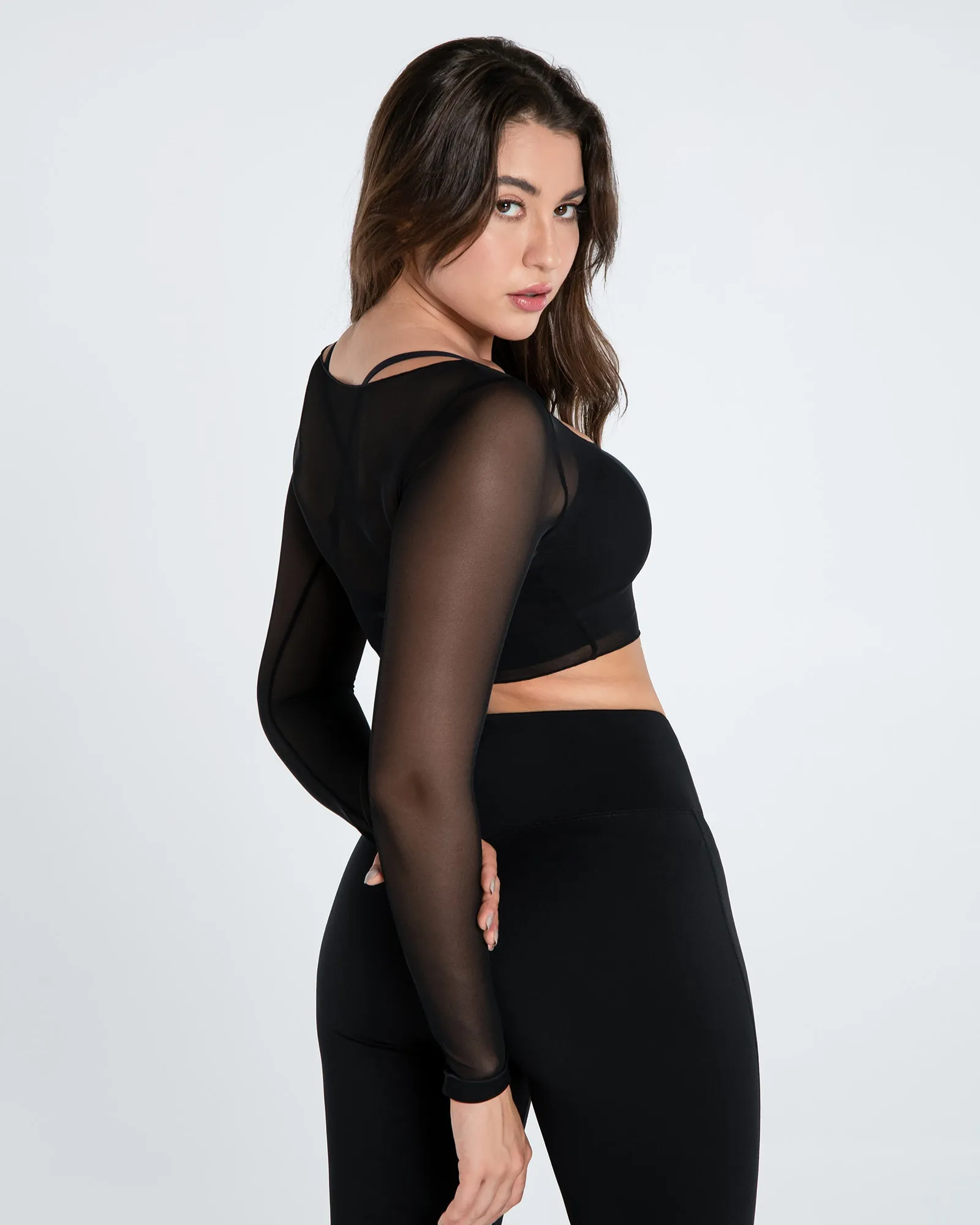 Move Free Mesh Long Sleeve Crop Top