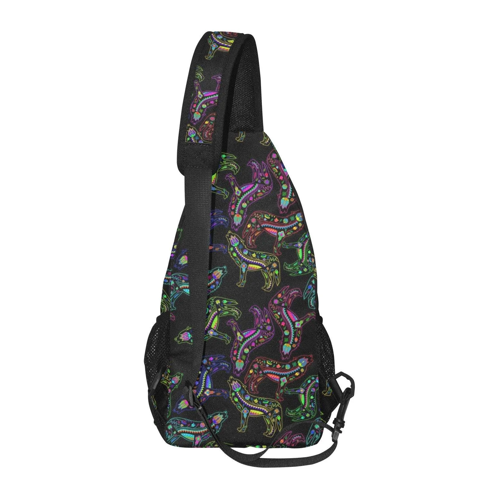 Neon Floral Wolves Chest Bag