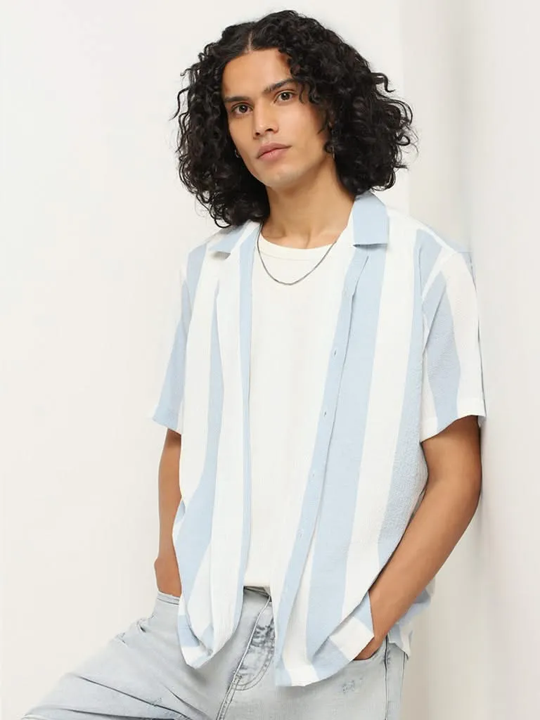 Nuon Light Blue Striped Shirt