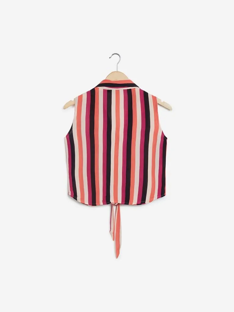 Nuon Multicolour Striped Crop-Top