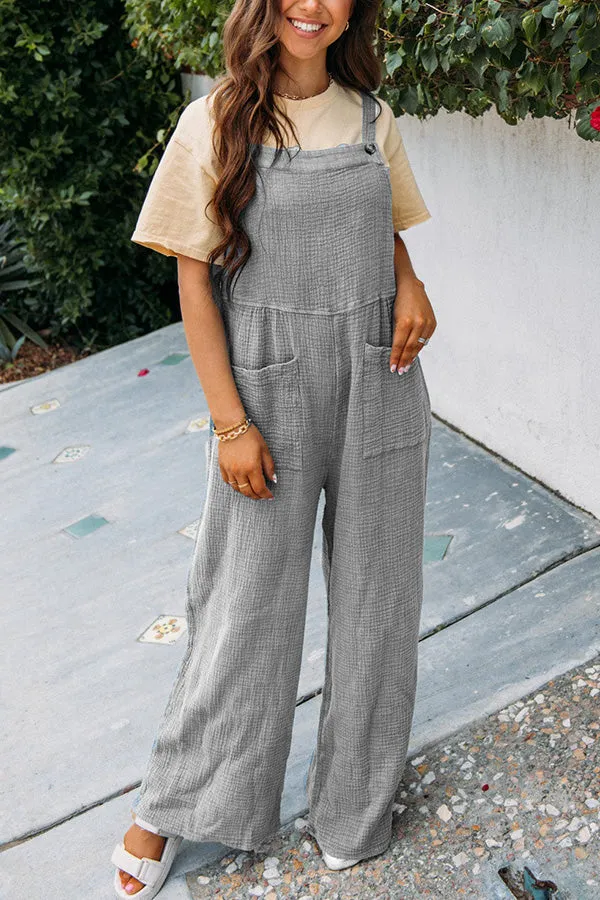 On Bali Time Cotton Blend Lightweight Wide Leg Jumpsuit