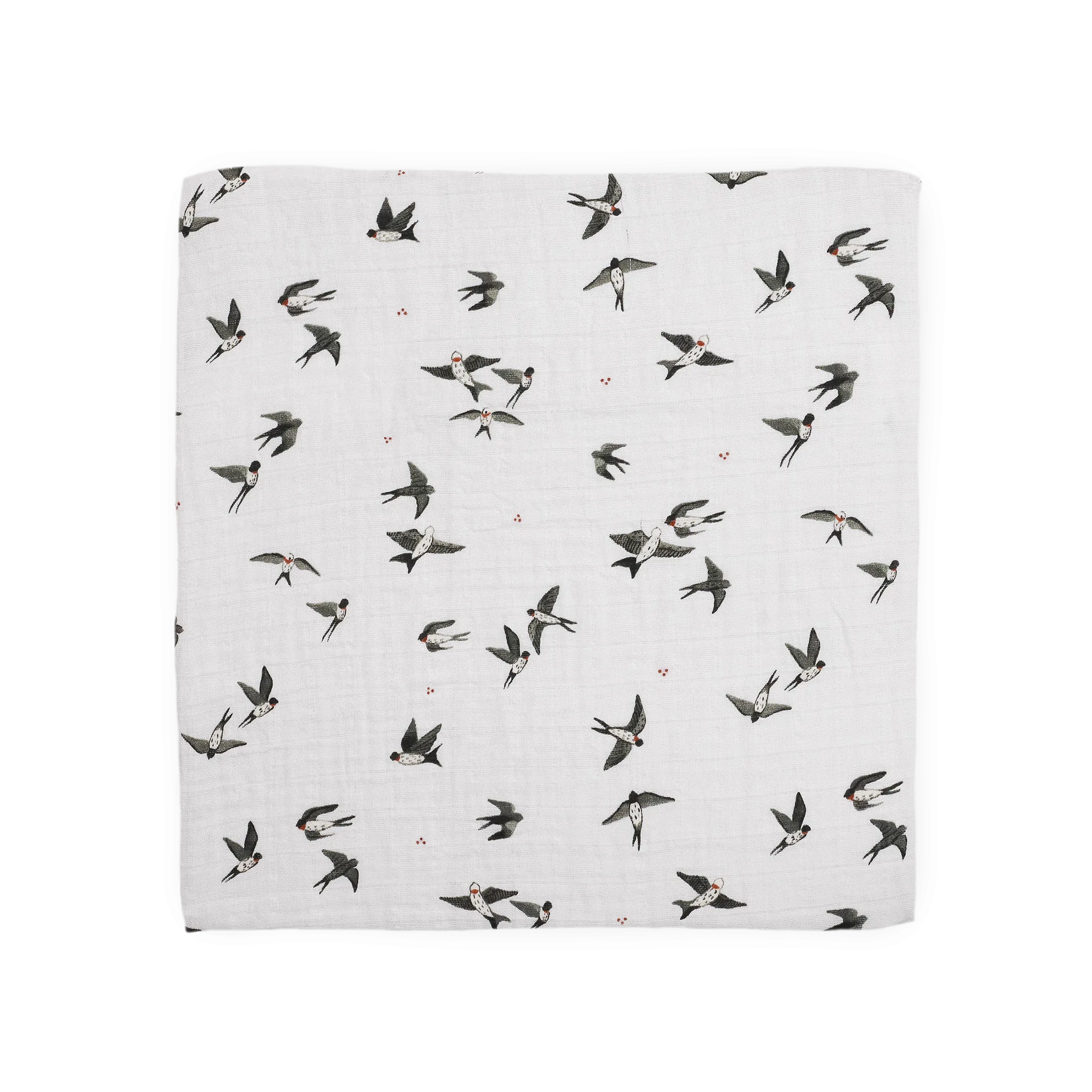 Organic Cotton Muslin Swaddle Blanket - Swallows