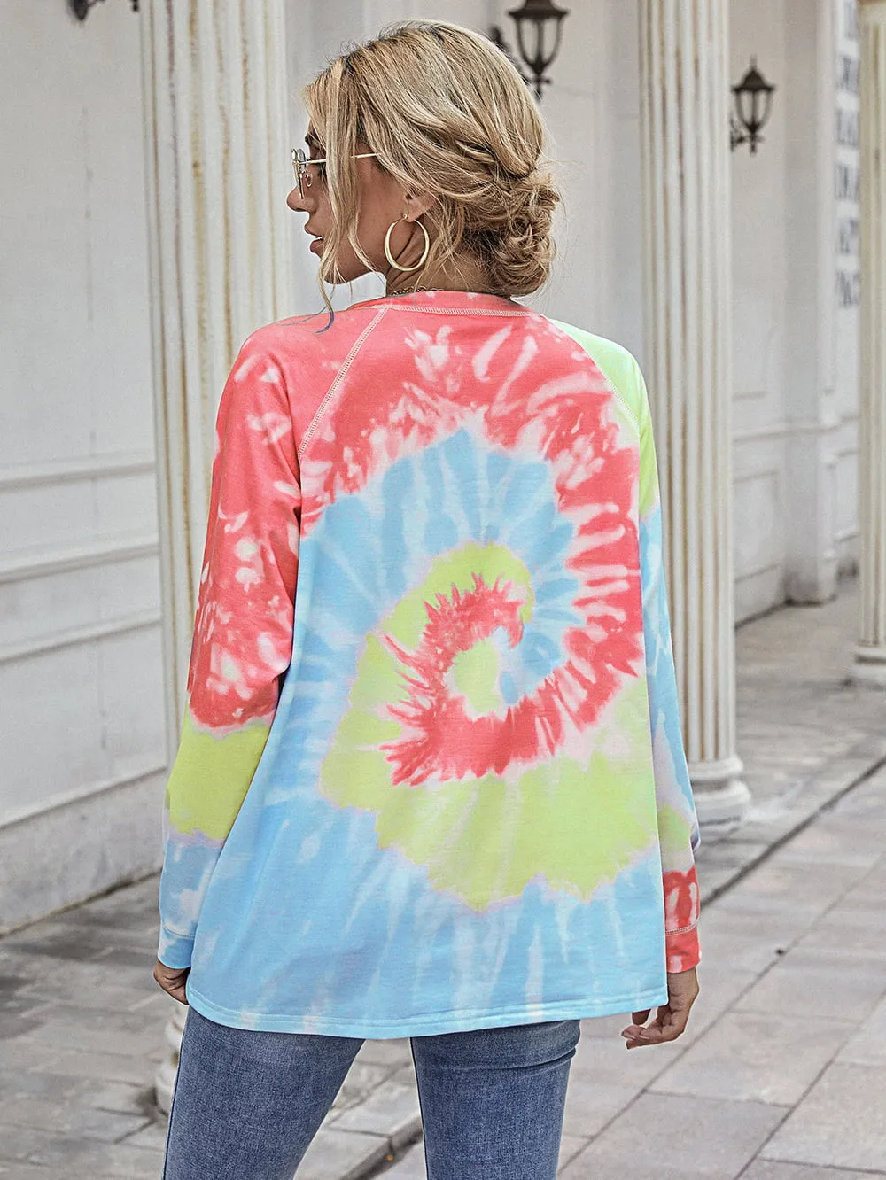 Printed Round Neck Raglan Sleeve Tee