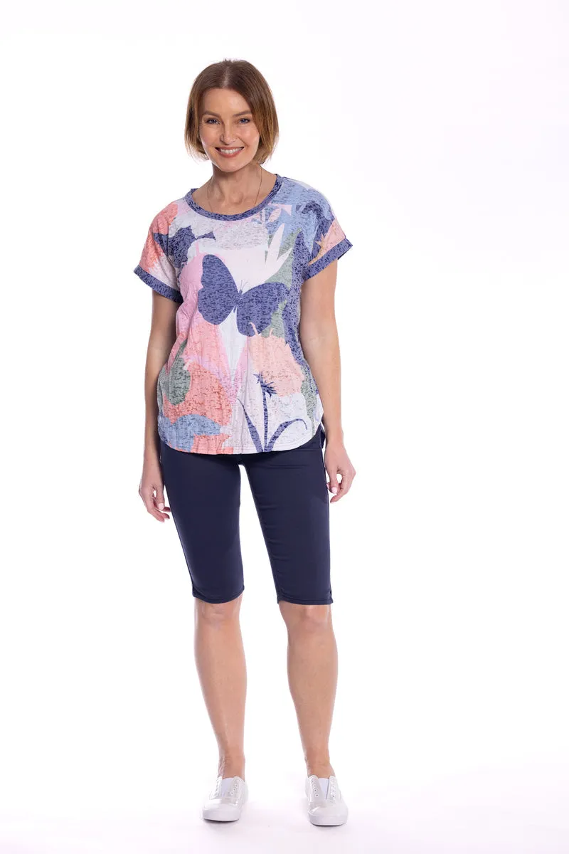 Printed Tee by Café Latte - Navy Butterfly