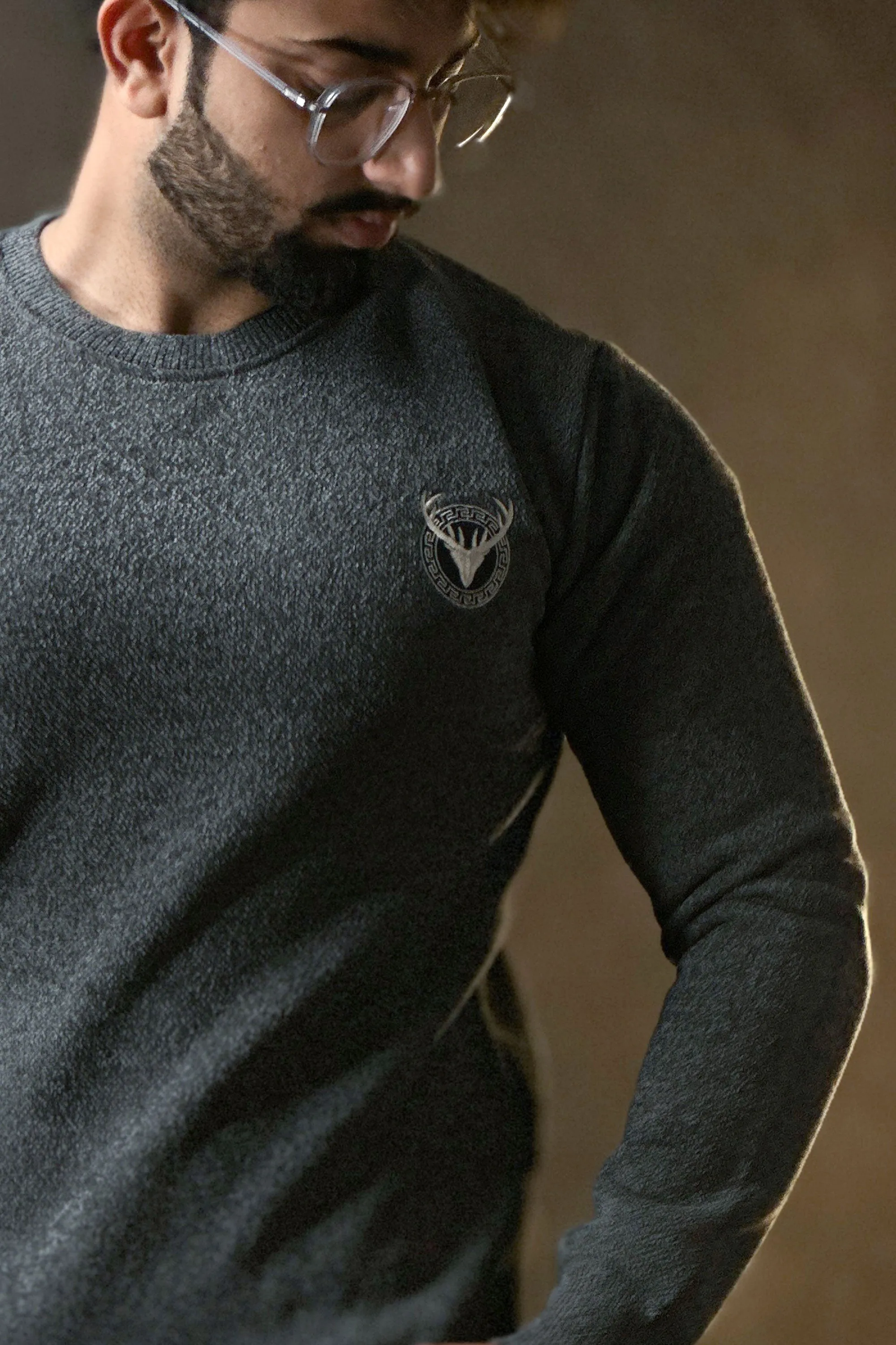 Pristine Charcoal Emblem Sweat Shirt - 1124159