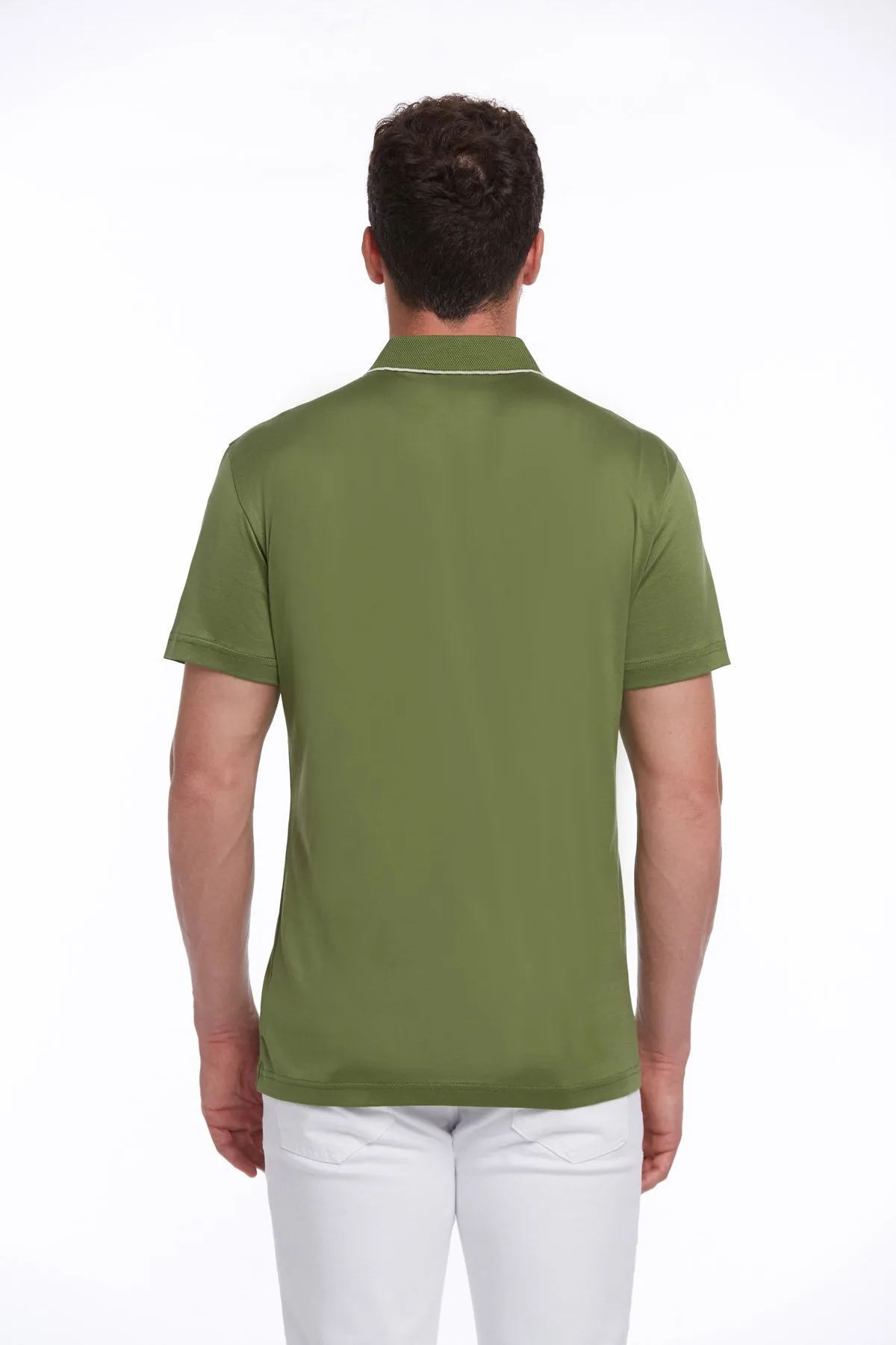 Regular Fit Light Green Basic Cotton Polo T-Shirt