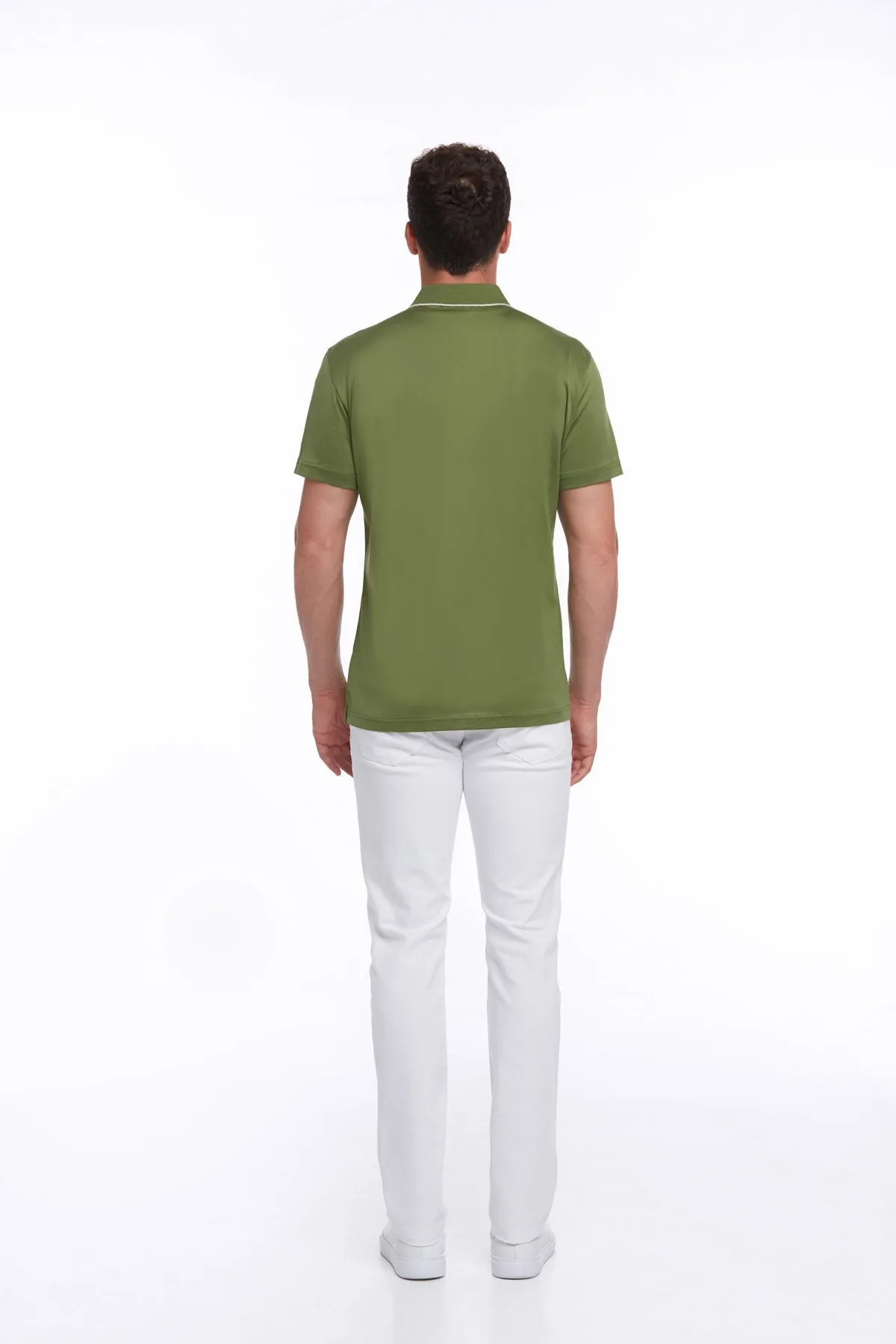 Regular Fit Light Green Basic Cotton Polo T-Shirt