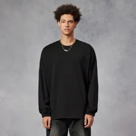 Relaxed Fit Heavyweight Long-sleeve Black Tee