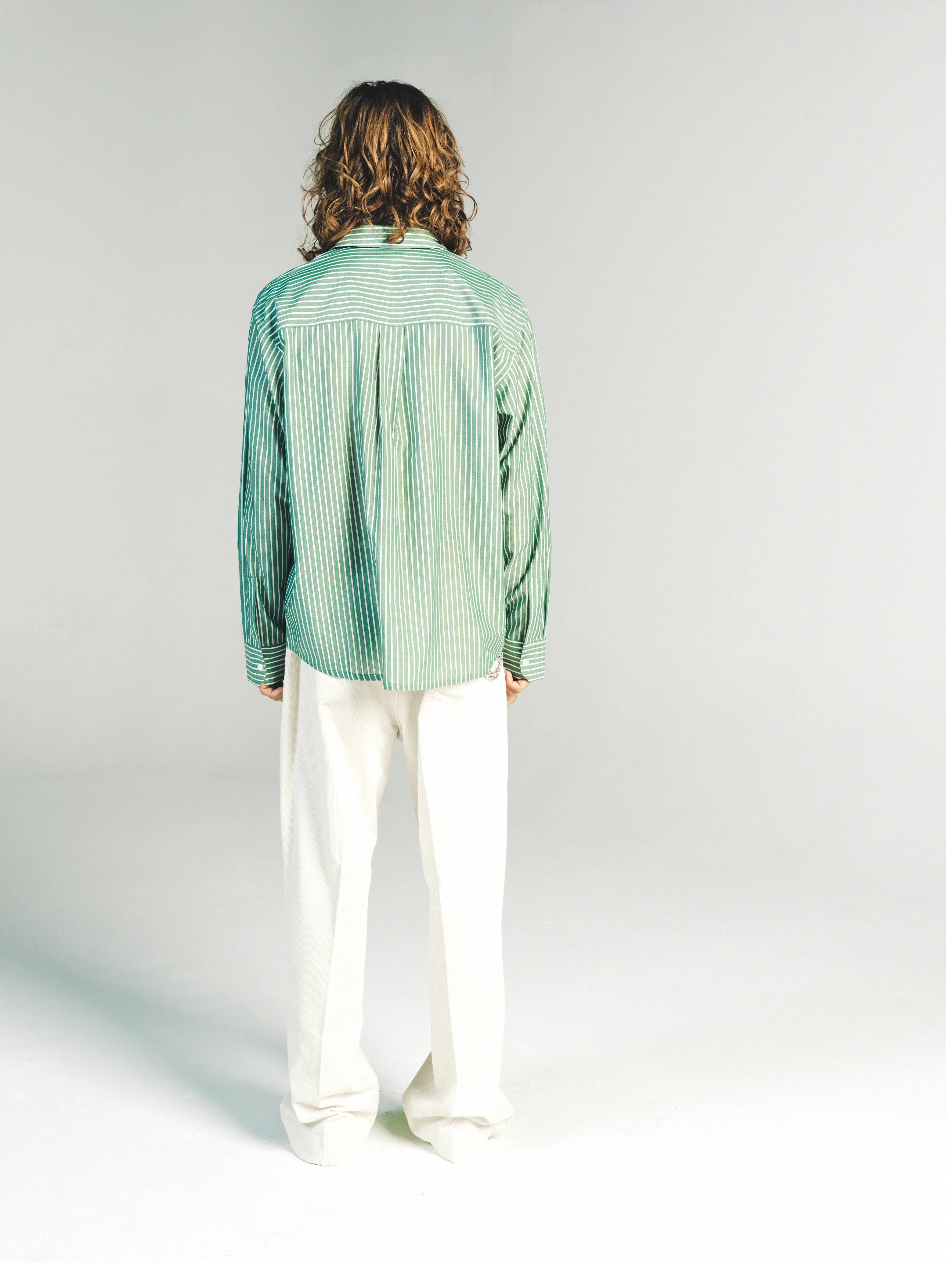 RELAXED LONG SLEEVE SHIRT | GREEN STRIPE