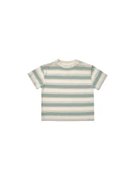 Relaxed Tee in Aqua/Neutral Stripe