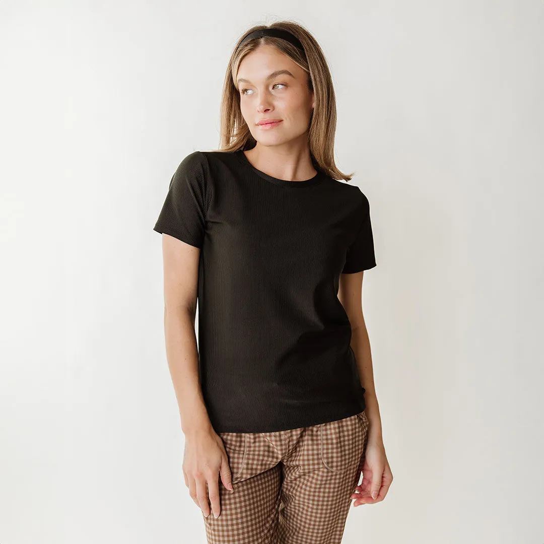 Ribbed Basic Tee, Black