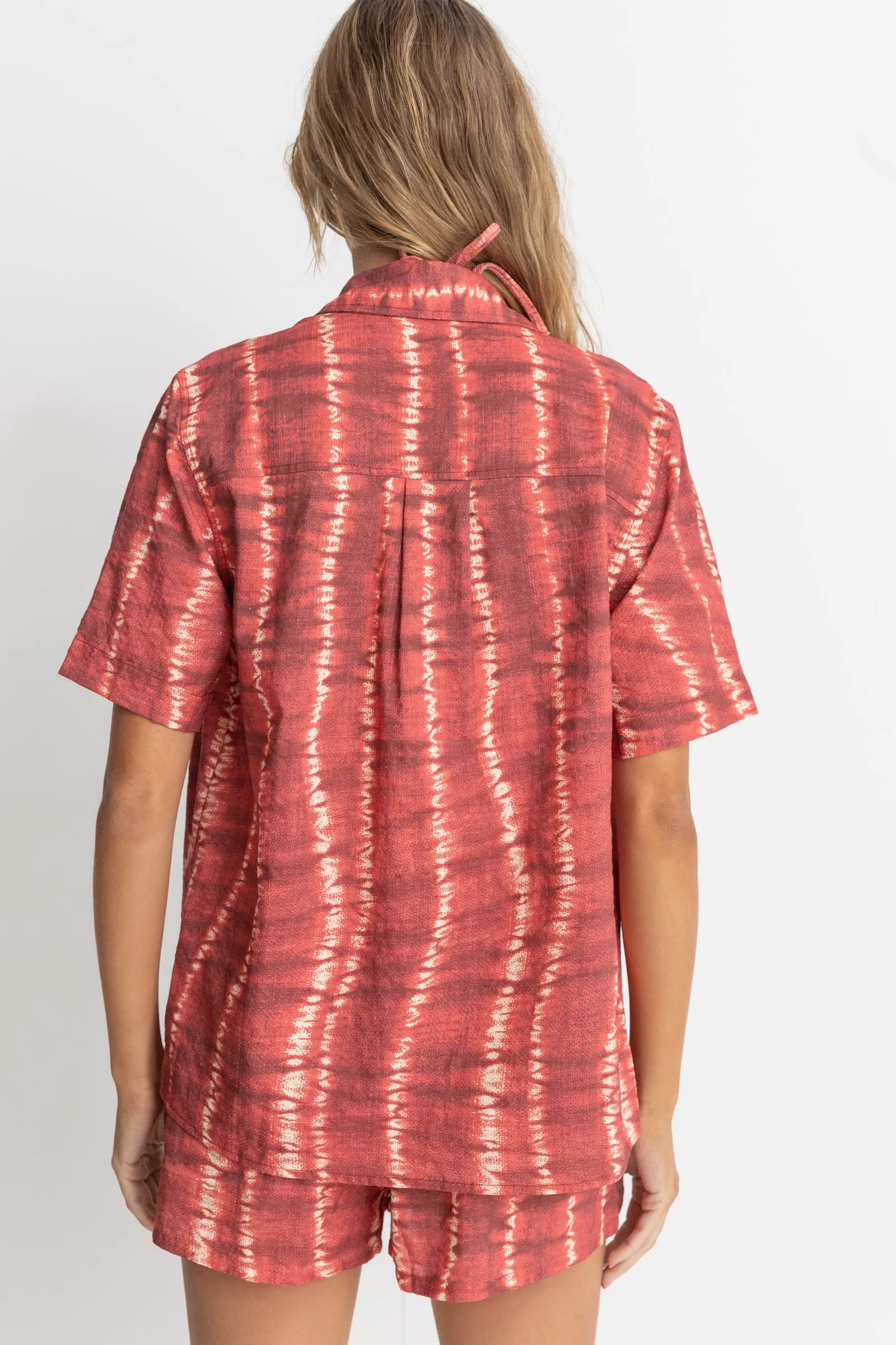 Sahara Tie Dye Short Sleeve Shirt Red