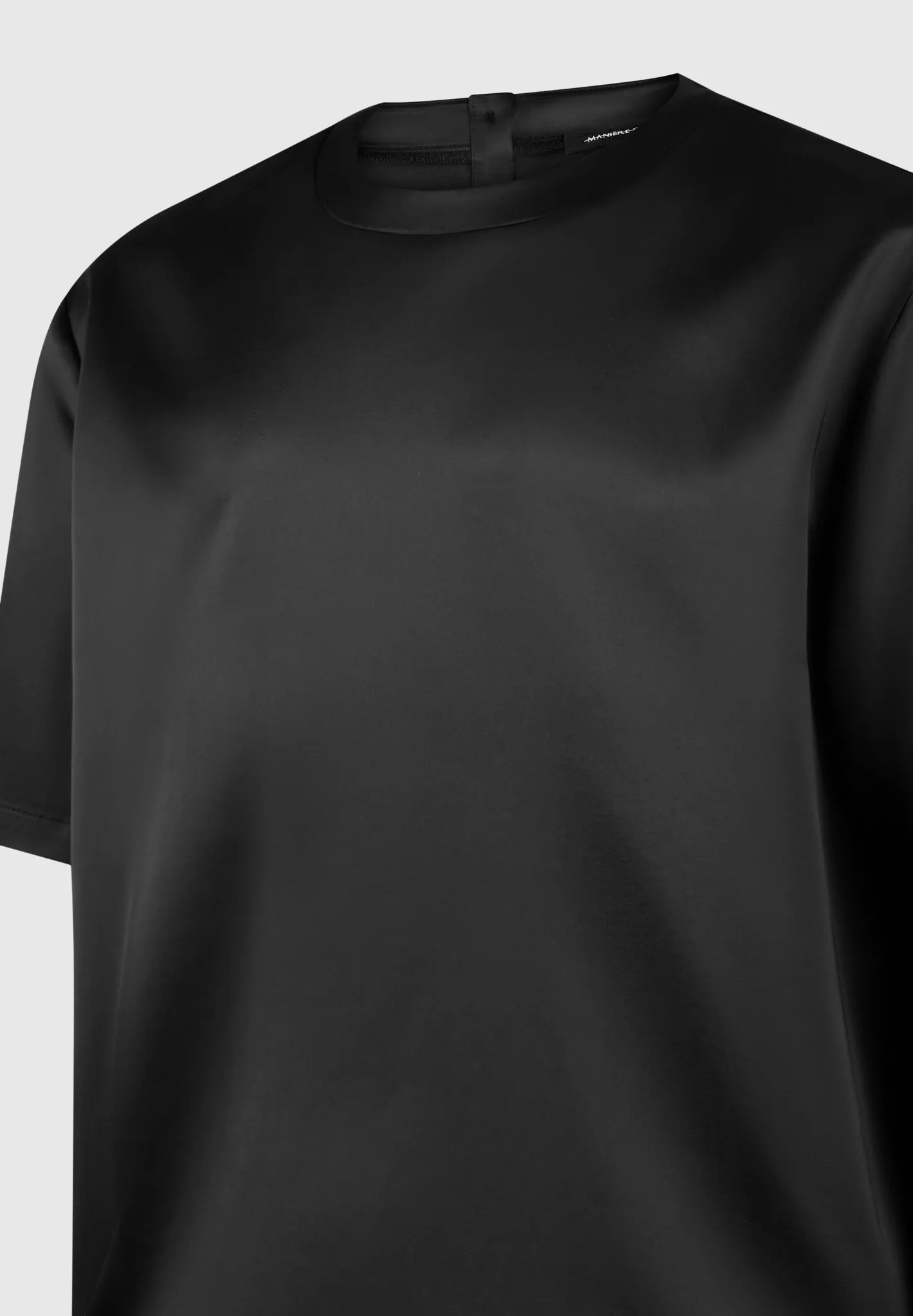 Satin Boxy Fit T-Shirt - Black