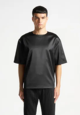 Satin Boxy Fit T-Shirt - Black