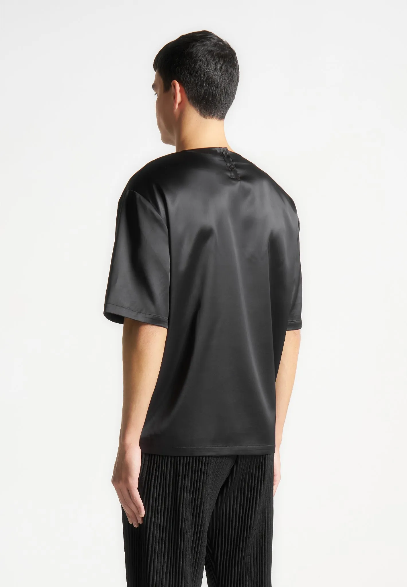 Satin Boxy Fit T-Shirt - Black