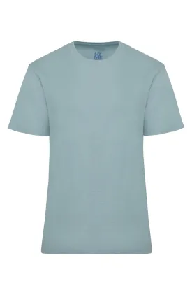 Slim Fit Blue Cotton Crew Neck T-Shirt