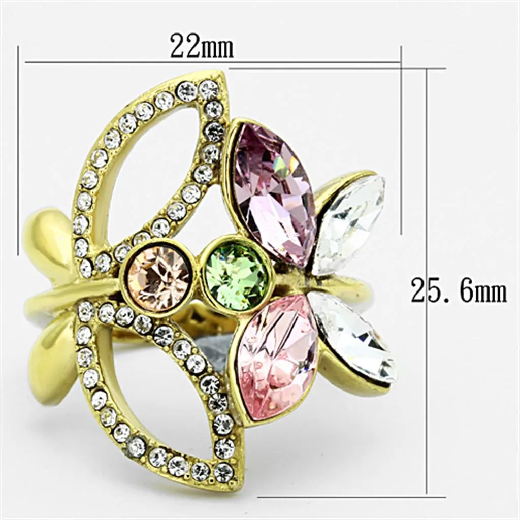 Steel Ring Top GRD Crystal Multi TK1100 for Women Style Plating