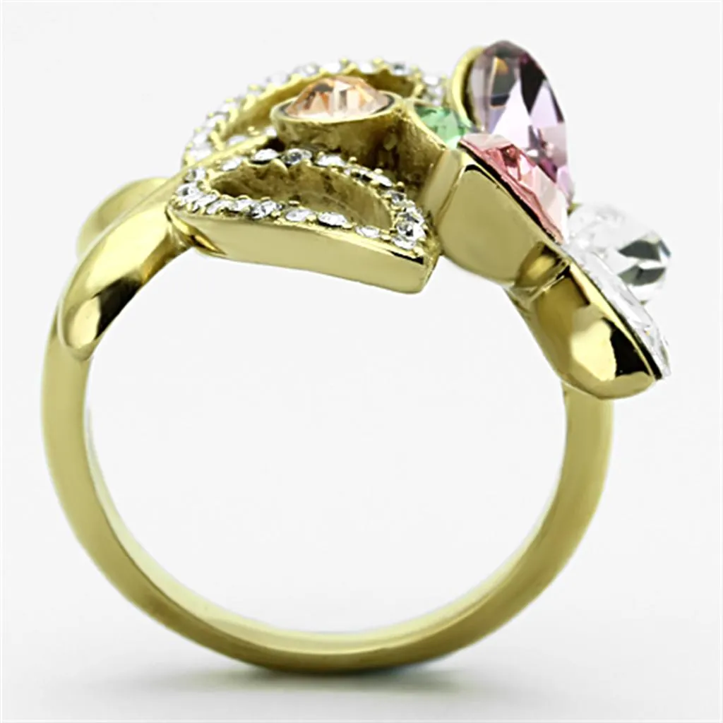 Steel Ring Top GRD Crystal Multi TK1100 for Women Style Plating