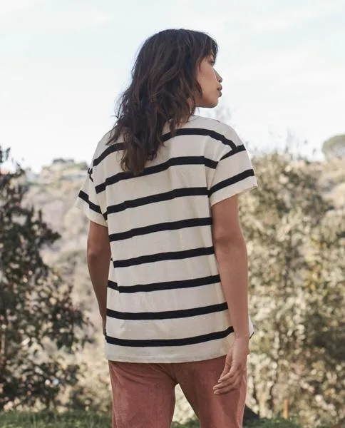 The Great - The Boxy Crew Cream Stripe