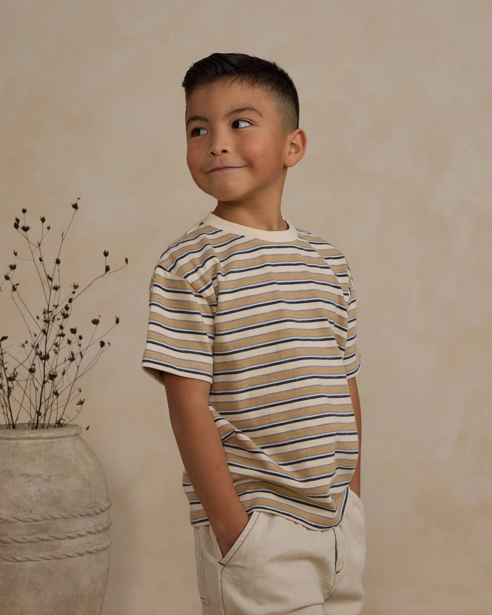 The Relaxed Tee by Rylee   Cru - Blue Vintage Stripe - KIDS